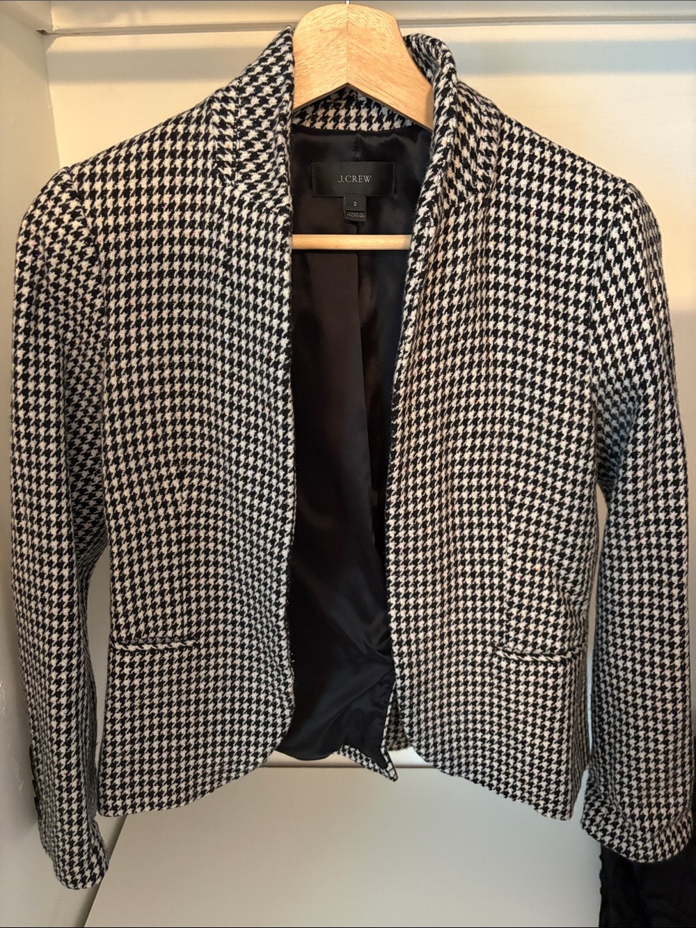 J. Crew Black and White Houndstooth Blazer